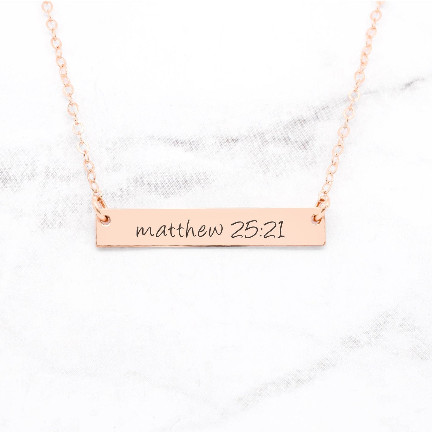 Matthew 25:21 Necklace - Gold Bar Necklace