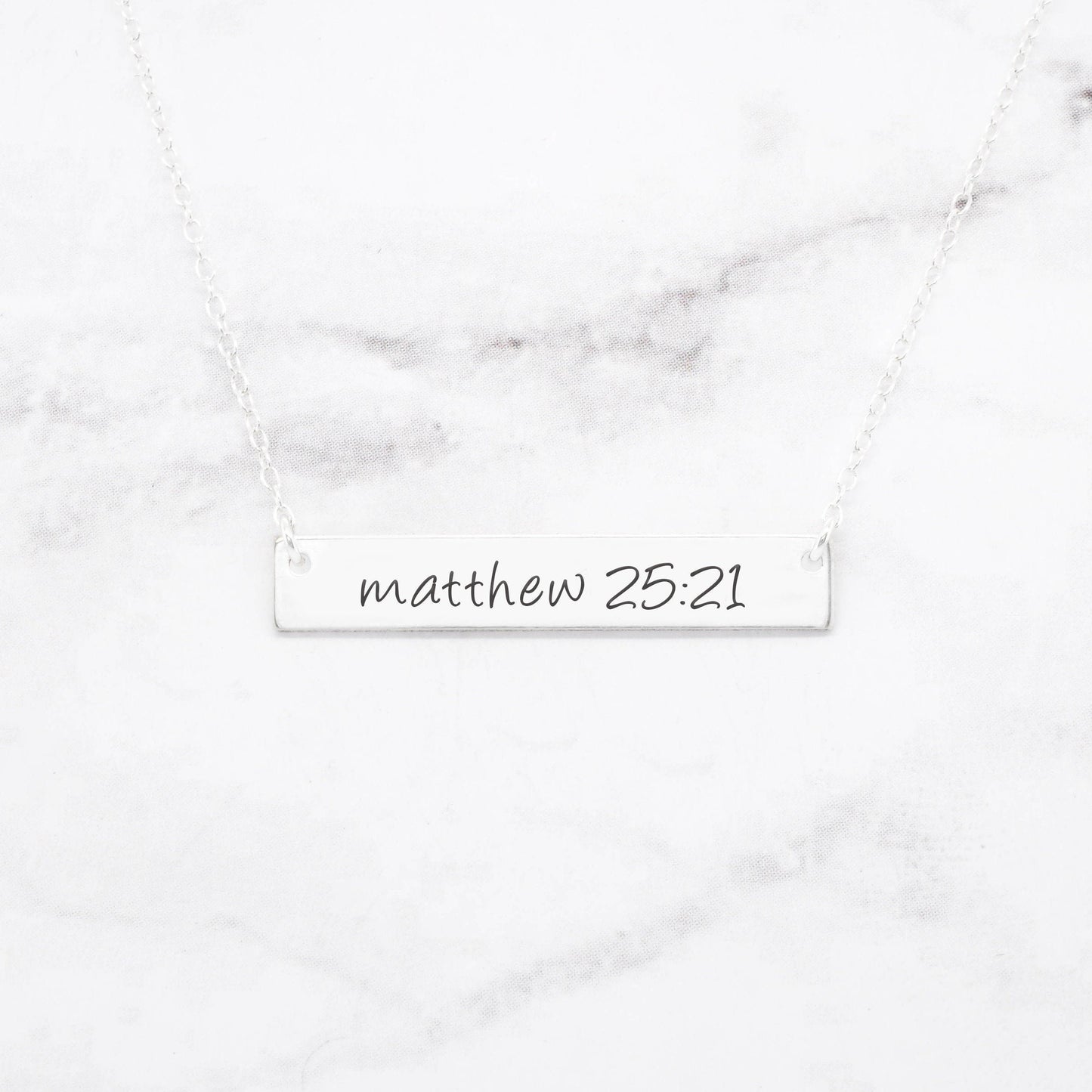 Matthew 25:21 Necklace - Rose Gold Bar Necklace