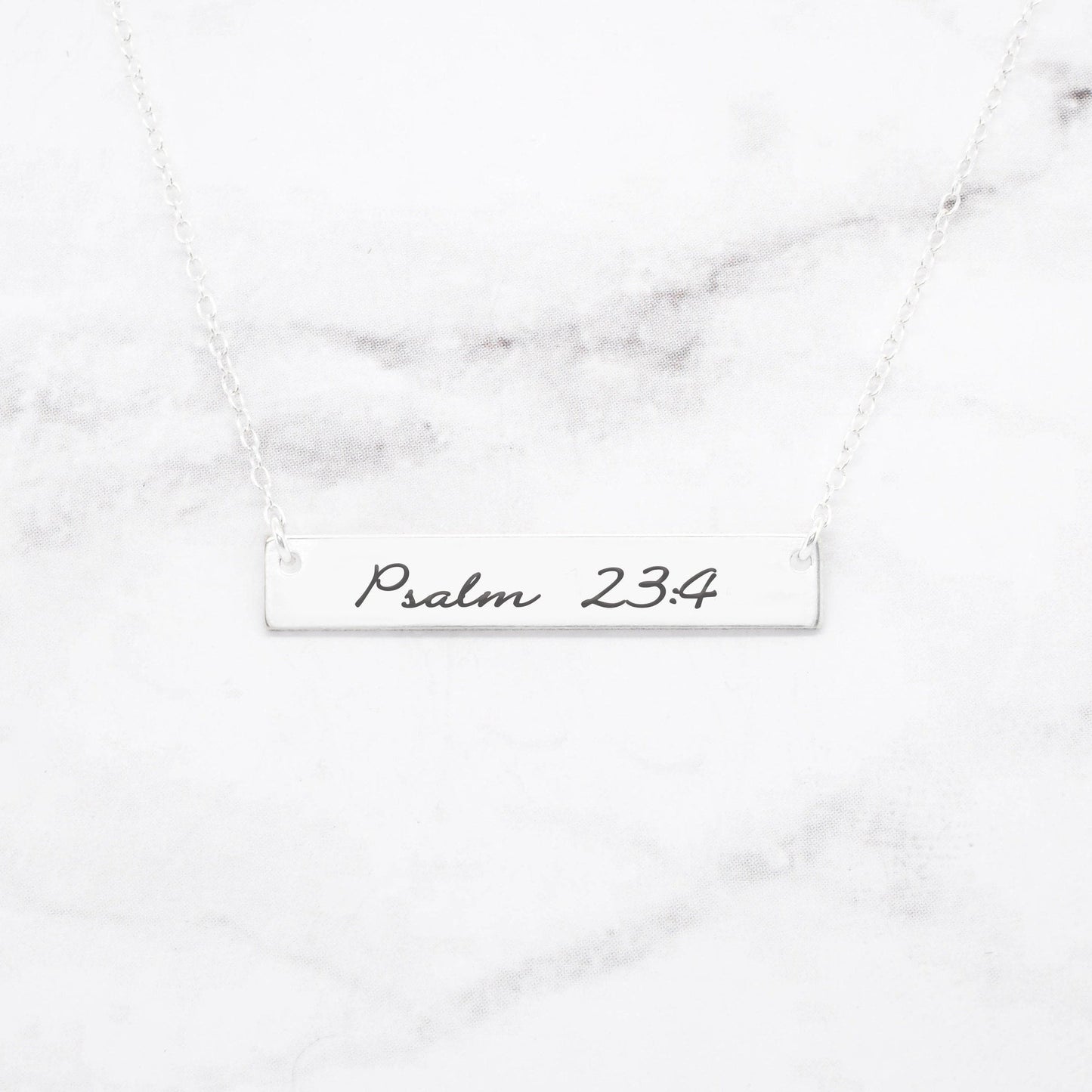 Psalm 23:4 Necklace - Rose Gold Bar Necklace